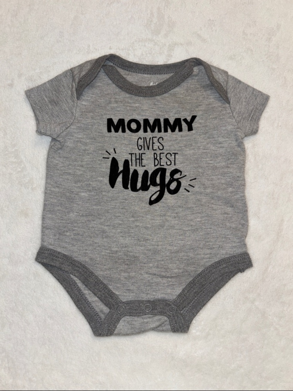 Baby essentials Grey 'Mommy Gives The Best Hugs' Baby One-Piece